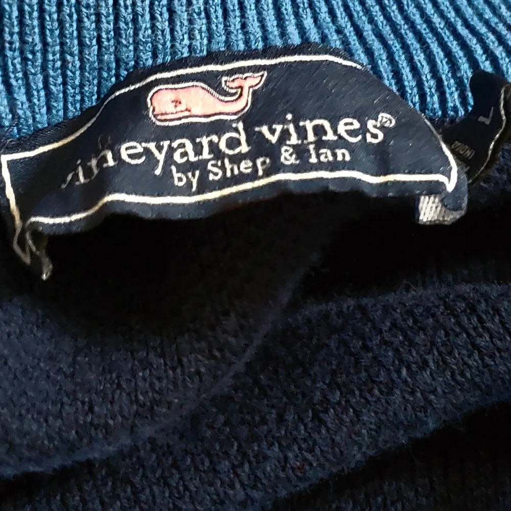 Vineyard Vines Men's L 1/4 Zip Dark Blue 100% Cotton Shirt Sweater Blokecore